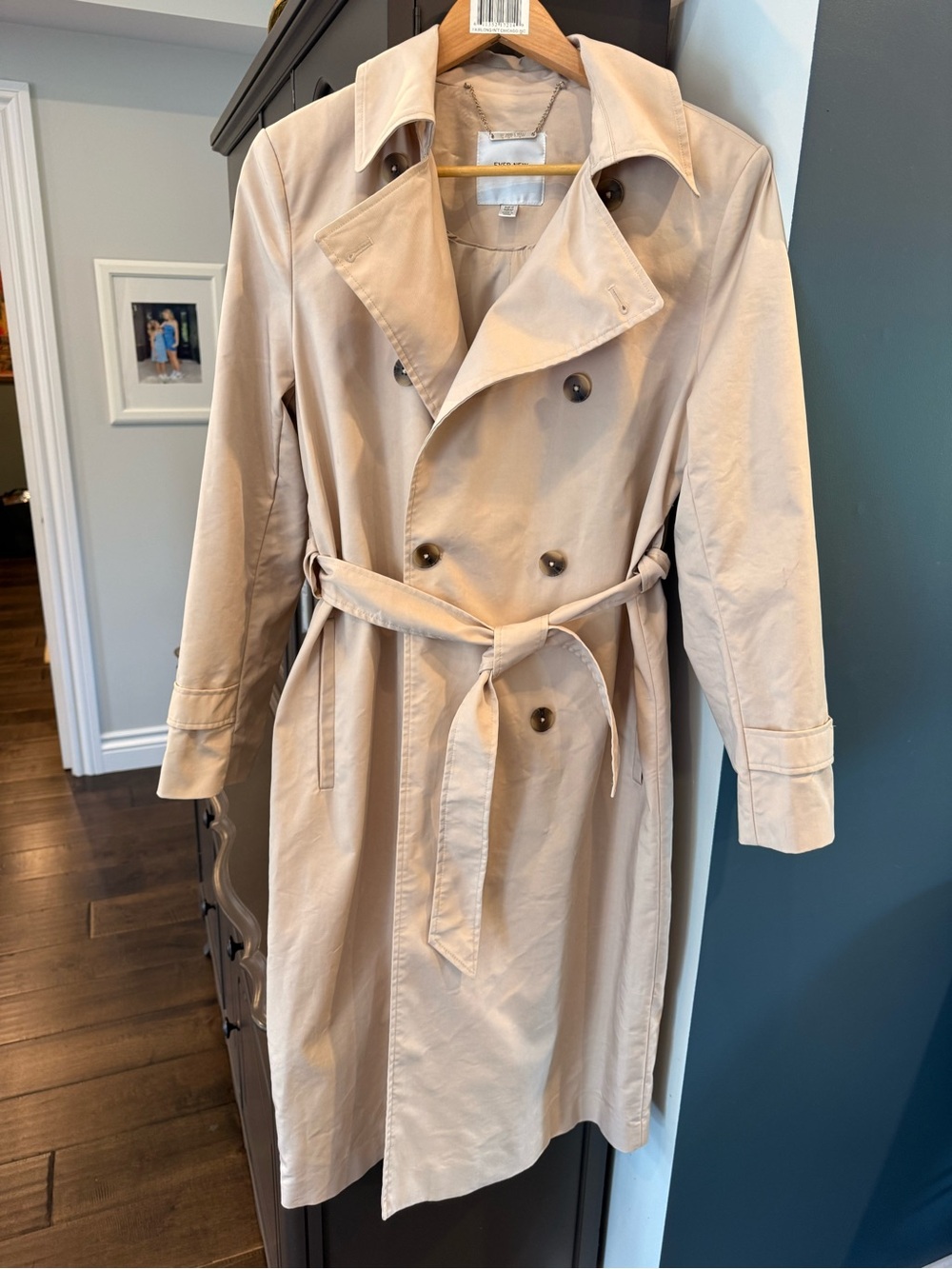 Ever New Cream Double-Breasted Trench Coat with Tie Waist - Picture 2 of 7